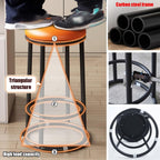 Heavy-Duty Round Stool, Commercial Stainless Steel Stool, Office Three-Ring High Chair, for Pub Coffee Home Dinning Kitchen Island(Browns,75cm/30in)