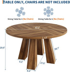 47 Inch Round Farmhouse Dining Table for 4-6, Heavy-Duty 4-Leg Sturdy Wood Kitchen Table, Walnut Circle Dinner Table Ideal for Dining Room & Living Room