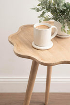 Kate and Laurel Alezar Modern Wooden Round Side Table, 19 x 19 x 24, Light Natural, Transitional Solid Wood End Table with Wavy Edge for Teen Bedroom Nightstand or Dorm Room Decor