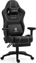 Dowinx Gaming Chair with Pocket Spring Cushion, Breathable Fabric Ergonomic Office Chair with Footrest & Massage Lumbar Support, Comfortable Reclining Chair for Long Hours Sitting, 350LBS, Black