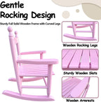 Kids Rocking Chair with Slatted Seat & Backrest, Wooden Porch Rocker for Kids Age 3-8 Indoor & Outdoor, Easy Assembly (Light Pink)