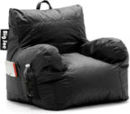 Big Joe Bean Bag Chairs Bundle - Hug Chair Gray 34.5" W and Dorm Chair Black 33" L for Comfortable Lounging