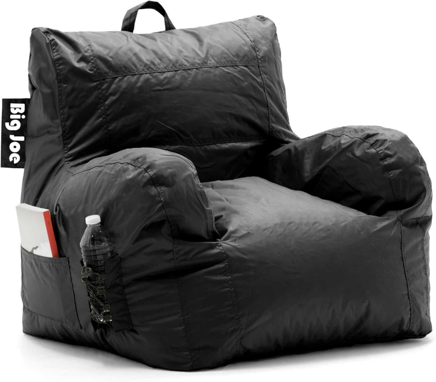 Big Joe Bean Bag Chairs Bundle - Hug Chair Gray 34.5" W and Dorm Chair Black 33" L for Comfortable Lounging