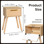 Kerry Small Fluted Nightstand, Bedside Table for Small Space, Modern End Table with Storage Drawer for Living Room, Bedroom, Solid Wood Feet, MDF, Wooden, Two Pack