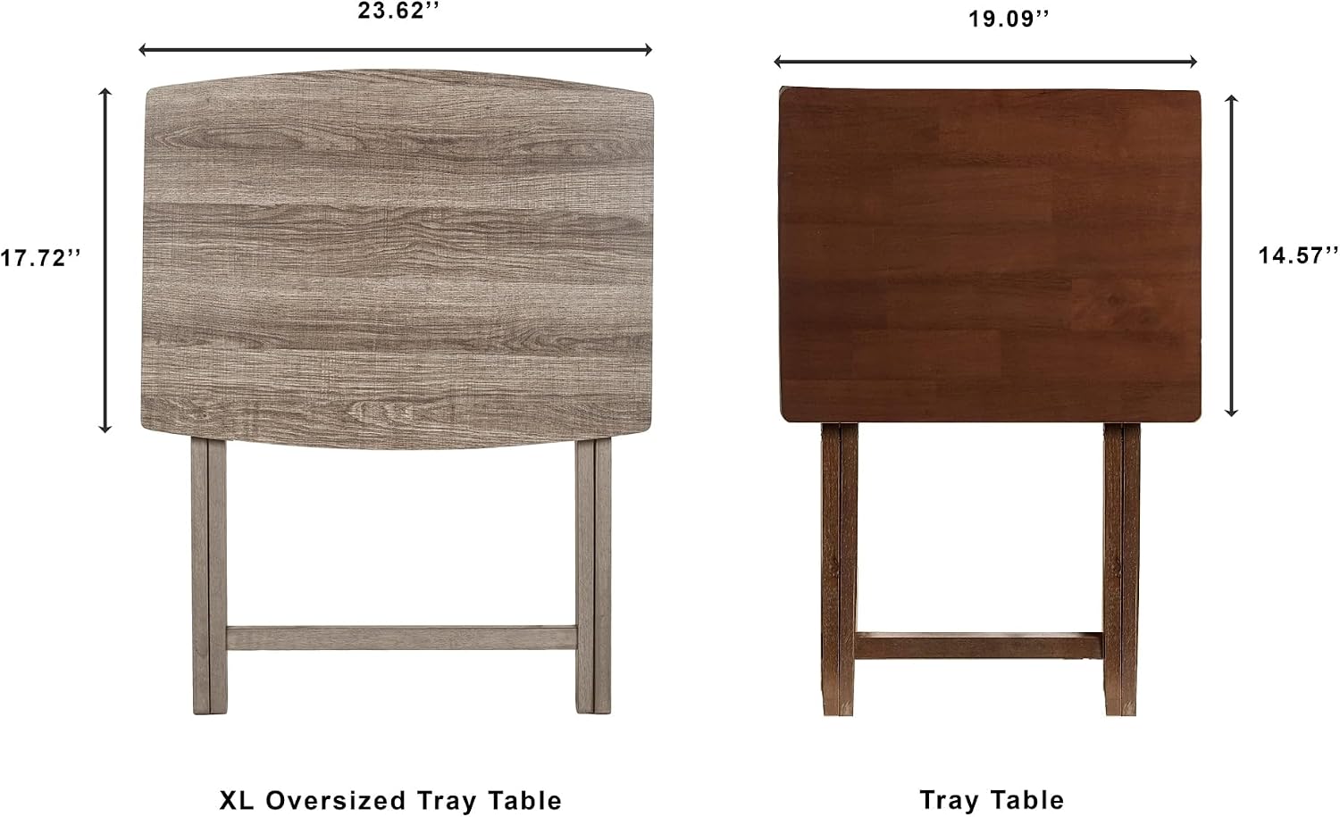 Folding Tray Table Rustic Gray Wooden Oversized TV Tray Table Portable Foldable Side Table Laptop Desk for Living Room Bedroom Small Spaces No Assembly Required