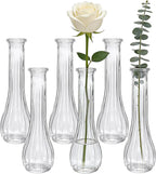 Glass Bud Vases for Centerpieces, 6 Pack Clear Small Flower Vases for Wedding Decorations and Indoor Home Decor, Hurricane Candle Holder for Table Shelf, Party