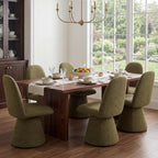 DUOMAY 360° Swivel Dining Chairs Set of 2, Mid Century Modern High Back Upholstered Kitchen Room Chair with Silent Rotating Base, Soft Chenille Accent Chair for Home Office Bedroom Reading, Green