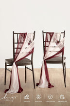 Ling's moment Chair Sashes, Wedding Aisle Decorations, Burgundy Pink Blush | 16pcs Chair Cover Draping Fabric Wrinkle-Free with Tie for Party Ceremony Reception Floral Arrangement Banquet Outdoor Decor