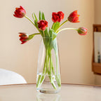 FANTESTICRYAN Modern Glass Vase Crystal Clear Glass Vase for Home Office Decor (Crystal Clear)