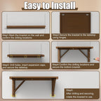 MM MELISEN Wall Desk - 24x16 Inch, Walnut Color Compact Desk for Laundry Room or Kitchen Area. Solid Wood fold-Down Surface for Daily tasks. Stores Flat When not in use
