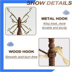 Solid Wood Freestanding Coat Rack, 15 Hooks (12 Metal+3 Wood) Heavy Duty Coat Tree with Triangle Base, 220LBS Load, 78 Inch Tall Walnut Hall Tree for Entryway Bedroom Office