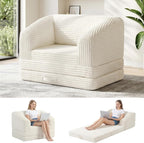 Convertible Boneless Couch Sleeper Sofa Bed, Folding Oversized Bean Bag Couch, Comfy Sofa Chairs for Adults with Filling, Single, Beige