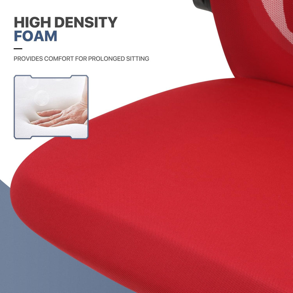 MoNiBloom Office Guest Chair Without Wheels, Lumbar Support Sled Chair Ergonomic Middle Back Task Chair with Flip-Up Arms for Reception Conference Wait Room 250 LBS Capacity, Set of 2, Red
