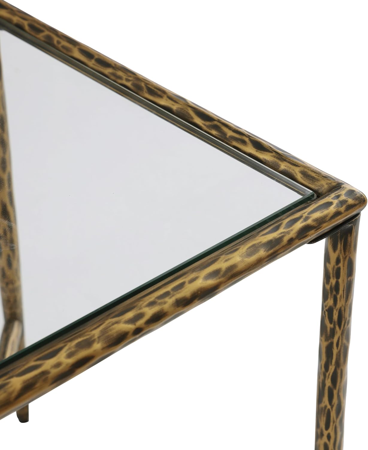 24/7 Shop at Home Lalia Modern Metal 18-inch Square Side Table with Forged Metal Base, Tempered Glass Top, Matte Gold