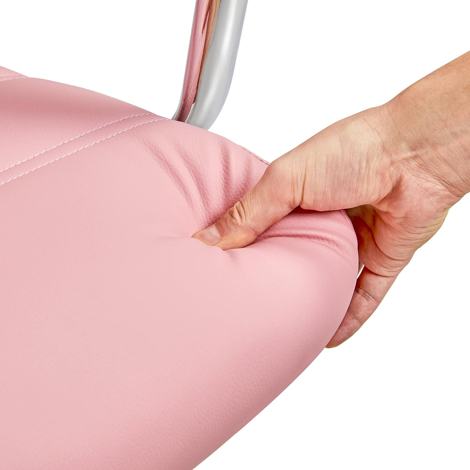 costoffs Mid Back Office Desk Chairs PU Leather Executive Task Chairs Height Adjustable Swivel Chair with Lumbar Support, Pink