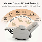 Rocking Chair Nursery with Adjustable Armrests,Power Recliner Chair, Beige | Glider Rocker with Adjustable Headrest And Electric Lumbar Support, Nursing Chair for Breastfeeding, with USB, Cup Holder