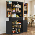 ARTPOWER 72" Pantry Storage Cabinet with Drawer, Freestanding Tall Cupboard Storage Cabinet, Utility Pantry with Door Shelves and 2 Adjustable Shelves for Kitchen, Dining Room,Living Room, Black