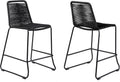 armen LIVING Shasta Indoor Outdoor Patio Metal and Black Rope Stackable Barstool, 30" Seat Height, Set of 2