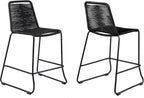 armen LIVING Shasta Indoor Outdoor Patio Metal and Black Rope Stackable Barstool, 30" Seat Height, Set of 2