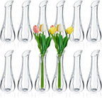 Mumufy 12 Pcs Acrylic Glass Bud Vases for Centerpiece Christmas Clear Plastic Bud Vase Crystal Acrylic Vase Small Break Resistant Flower Vase for Rose Home Decoration (Classic, 2.17 x 5.91 Inch)