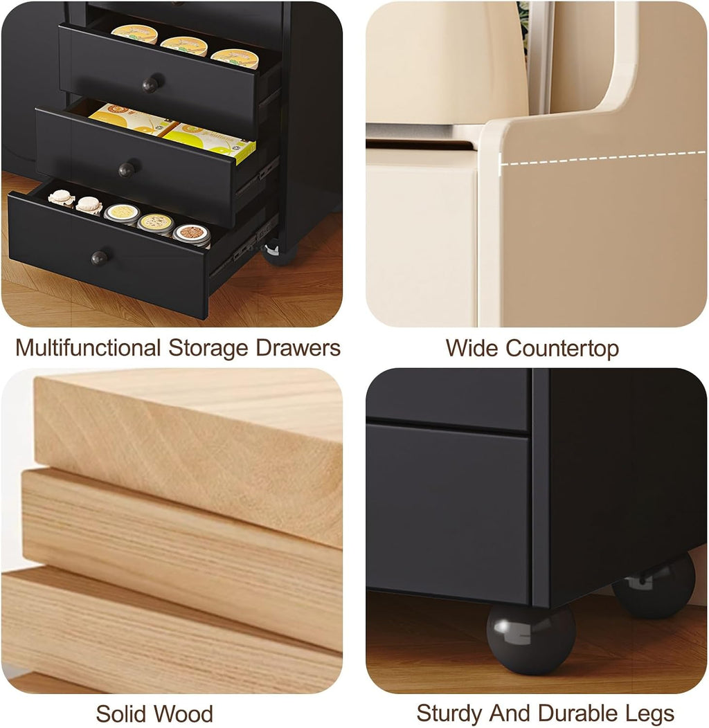 Kitchen Pantry Cabinet, Farmhouse Pantry Storage Cabinet, Freestanding Kitchen Cupboard, Modern Hutch with Storage Drawers, for Dining Room Living Room Furniture(White,128x60cm/50.4x23.6in)