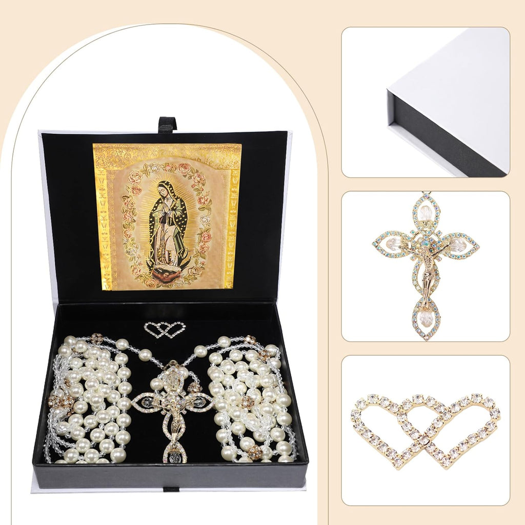 Lazo Para Boda,Wedding Lasso for Ceremony Catholic,Lazos Para Boda Catolica,Lazos Para Bodas De Iglesia Para Novios,Pearls Rosary with Unity Cross for Wedding Ceremony,Lazo De Boda Para Los Novios