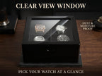 WB814-BK 4-Slot Walnut Wood Watch Box for Men with Glass Lid, Velvet-Lined Solid Wood Timepiece Storage Organizer Gift Idea