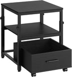 HOOBRO Mini Fridge Stand with Storage Basket, Height-Adjustable Mini Fridge Cabinet, Mini Fridge Stand with Wheels and Adjustable Feet, for Kitchen, Living Room, Black BB455BX01