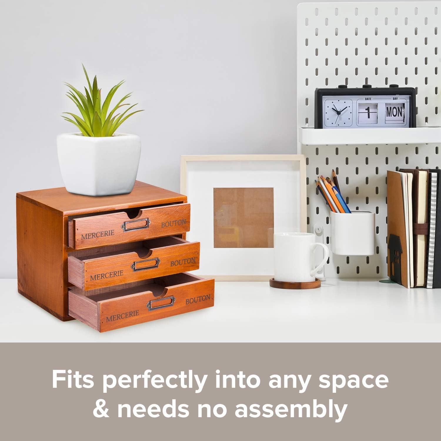 5-Piece Vintage Organization and Storage Set - Single Drawer, 2-Drawer, 3-Drawer, 4-Drawer & 5-Drawer Organizer Chests - Embroidery, Sewing, Arts and Craft Journaling - Stackable Modular Storage