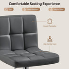 Yaheetech Bar Stools Set of 4, Adjustable Swivel Barstools with High Backrest, PU Leather Kitchen Island Chairs, Thickened Seat Cushion Counter Height Barstools, Grey