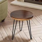 Round Teak Slice Slab Side Wood Table Top 17.7"x17.7"x1.96" Handmade Live Edge Handcrafted Plate Natural Solid Wooden Board for DIY Epoxy Resin End Table Slab Untreated Wall Home Décor