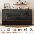 LVSOMT Sideboard Buffet Cabinet with Storage, Modern Accent Cabinet with Doors and Adjustable Shelve, 33" Wood Coffee Bar Cabinet for Kitchen, Entryway, Living Room, High Gloss Black
