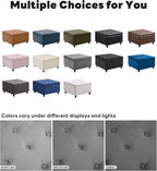 Tbfit Large Square Storage Ottoman Bench, Button Tufted Upholstered Coffee Table Ottoman with Wooden Legs, Oversized Storage Ottomans Toy Box Footrest for Living Room, Gray-Velvet
