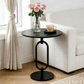 17In(W) x19In(H) Black Round Side Table Heavy Duty Modern End Table Stable Sofa Side Table Sturdy Base Integrated Small Accent Table Nightstand for Living Room Bedroom