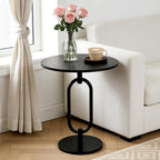 17In(W) x19In(H) Black Round Side Table Heavy Duty Modern End Table Stable Sofa Side Table Sturdy Base Integrated Small Accent Table Nightstand for Living Room Bedroom