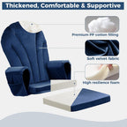 ANMINY 5pcs Glider Rocker Replacement Cushions Set with Ottoman Cushion, 3.5Inch Thickened Velvet Glider Rocking Chair Cushions with 29 inch High Backrest & Side Pockets for Indoor Nursery, Blue