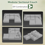 107" Cloud Couch Modular Sectional Sofa for Living Room, U-Shape Boneless Couch with Deep Seat, Modern Corduroy 3-Seater with Ottoman, No Assembly Required (Camel,Right-Facing Chaise)