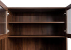 LUMISOL Farmhouse Kitchen Hutch with Pull-Out Multi-Tier Storage Shelf, with 4 Doors, Kitchen Pantry Cabinet Storage Cabinet for Living RoomDining Room, Walnut