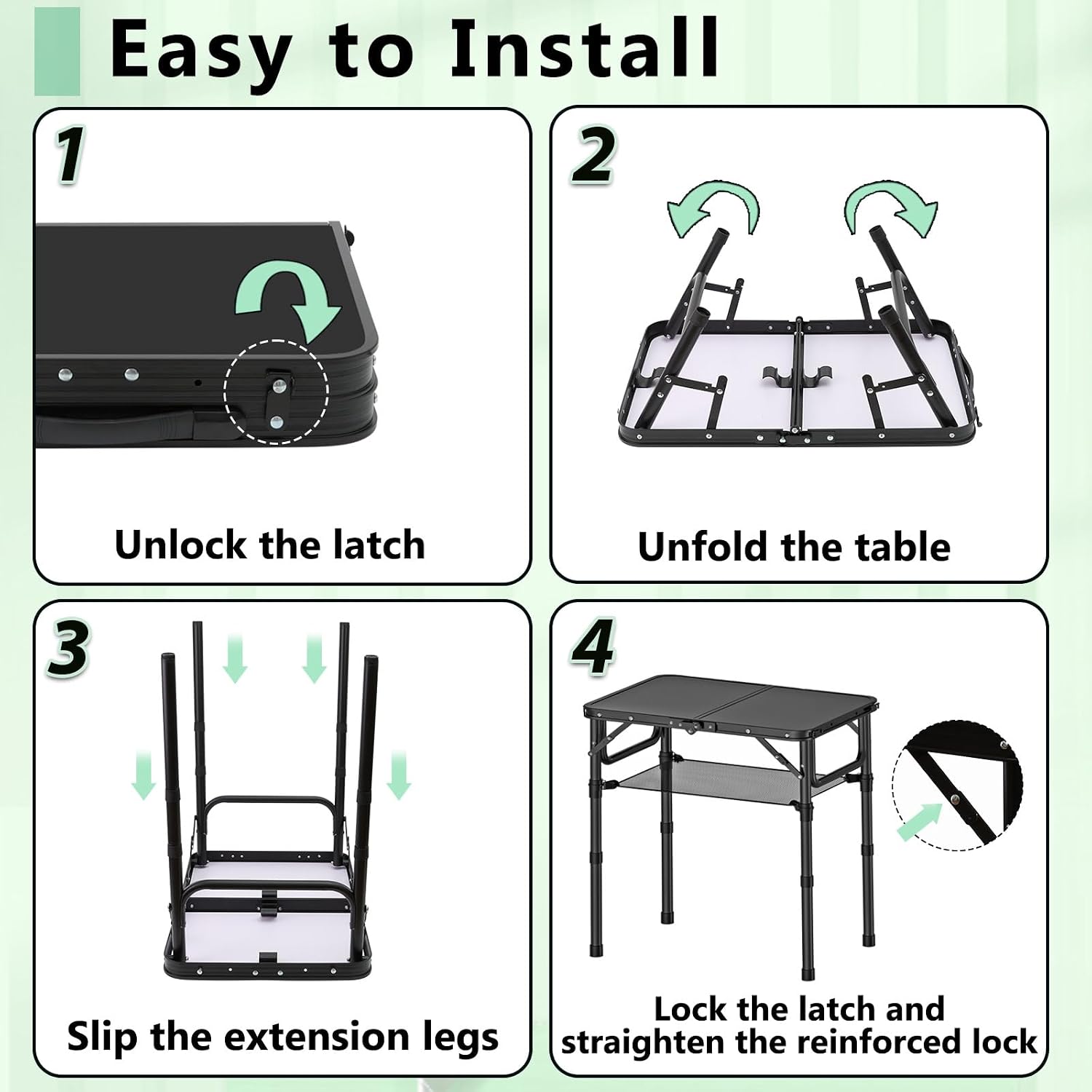 YihuiKo Folding TV Tray, Lightweight Portable Small Folding Table | Adjustable Height, Snack Side Table for Bed Sofa, End Side Table for Living Room Couch Bedroom, Carry Handle, Storage Net