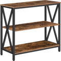 MAHANCRIS 31.5" Sofa Table, Industrial Console Table, 3-Tier Entryway Table, Narrow Sofa Table with Storage Shelves, Foyer Table, Hallway Table for entryway, Living Room, Rustic Brown CTHR8001Z