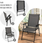 YLGJ&TIDY Folding Patio Chairs Set of 2 Stackable Outdoor Chairs with Armrests Backrest Portable Folding Chair for Patio Garden Camping Fishing Yard Lawn，No Assembly (Gray, 2 Pcs)