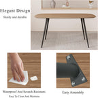 HIPIHOM 47.2'' Dining Table Set for 4,Modern Wood Dining Table,Leather Dining Chairs 4,Table and Chairs Set of 4,Ideal for Kitchen Dining Room (Walnut Color Table + 4 U-Shaped White Chairs, 47.2")