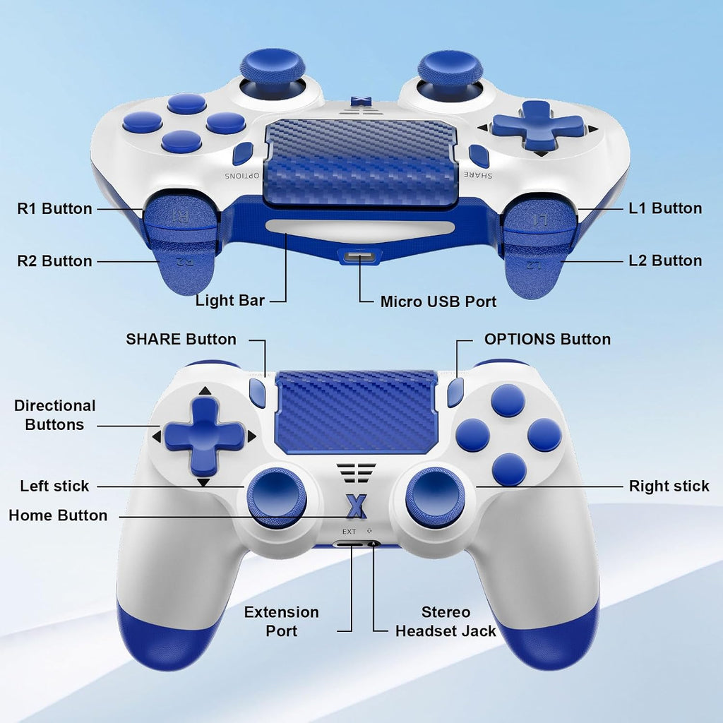 Puiseno Wireless Controller for PS-4, Dual Vibration Game Joystick/Motion Sensing/Touchpad/Speaker/3.5mm Audio Jack Headphone, Upgraded Six-Axis Sensor, Compatible with PS4/Slim/Pro Console/PC (Sky blue)