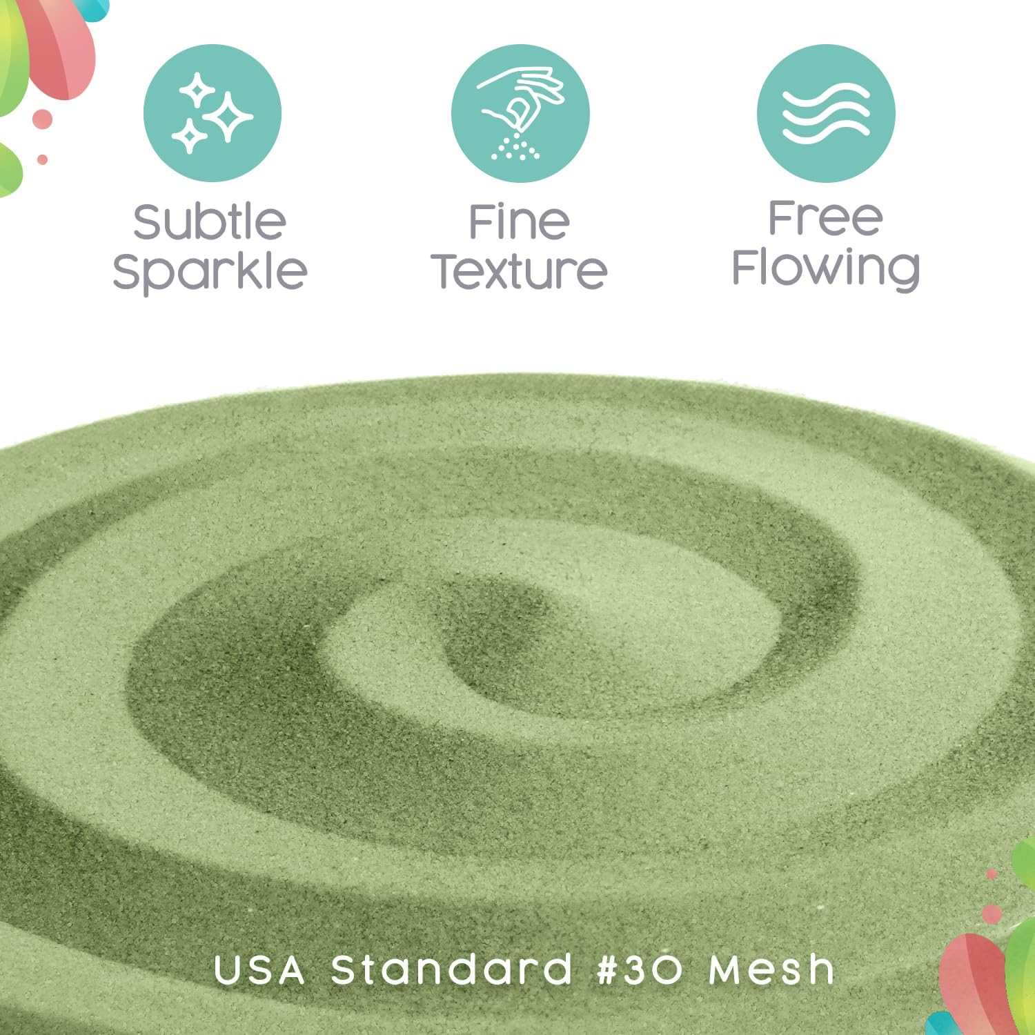 Sandsational Sparkle Sage Green Unity Sand, 1 LB (16 oz), Neutral Green Colored Sand for Weddings, Vase Filler, Home Decor, Crafts, Terrariums, and More