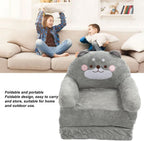 Cartoon Animal Kids Folding Sofa, Foldable Baby Sofa, Portable Toddler Folding Couch for Reading Watching TV Relaxing, Soft Fabric and Sponge Cushion, Indoor Outdoor Use (Folding in quarters)