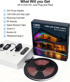 40ft COB LED Strip Lights Outdoor, COB Strips RGB Smart IC IP67 Waterproof Dimmable ,Color Flowing Tape Light with App Control & Music Sync, Dotless LED Light for Outdoor,Patio,Garden,Party Deco