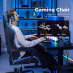 GTPLAYER Gaming Chair, Video Game Chairs Racing Style PC Game Chairs 350lbs for Adults - Padded High Back Ergonomic Reclining Silla Gamer, Linkage Armrest, Blue