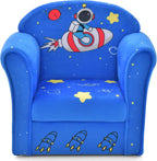 INFANS Kids Sofa, Toddler Armchair Chair with Sturdy Wood Construction Cartoon Pattern, Upholstered Children Armrest Couch for Nursery Kindergarten Playroom Preschool, Gift for Boys Girls