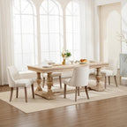 Kmax Fabric Dining Chairs Set of 2 Upholstered Side Chairs Farmhouse Accent Chairs with Nailhead Wood Legs for Dining Room Guest Room Restaurant, Cream