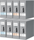DIMJ Bed Sheet Organizers and Storage 8 Pack - Foldable Sheet Holder for Linen Bedding Storage Box for organization, Sheets Set Holder for Blanke, Towel (King & Queen Size), Grey